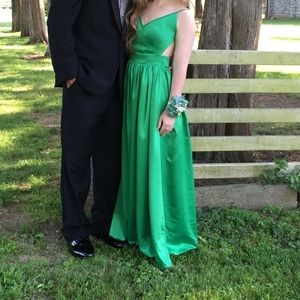 Green floor length dress